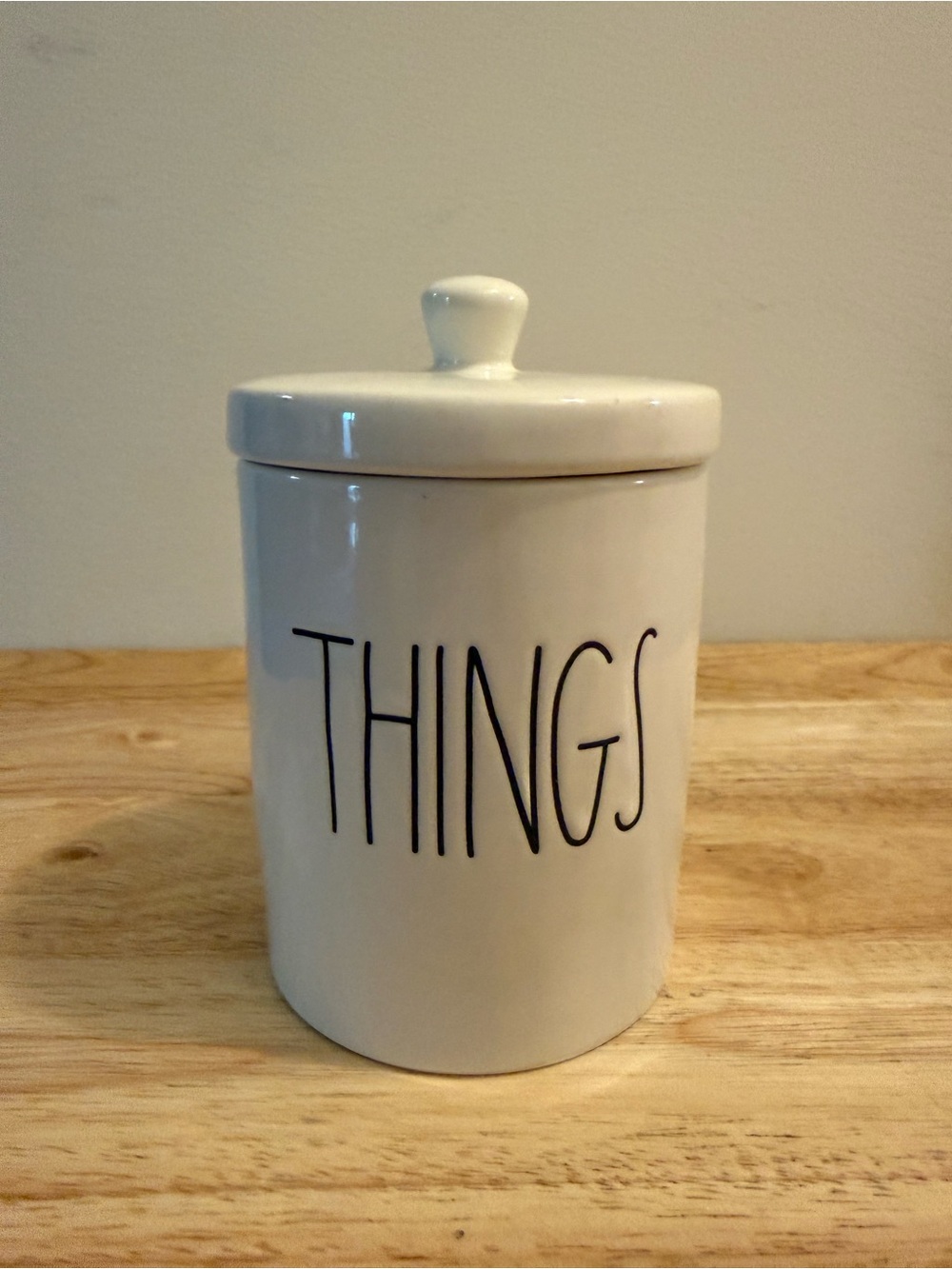 Rae Dunn Cream Canister with Black "THINGS" Lettering